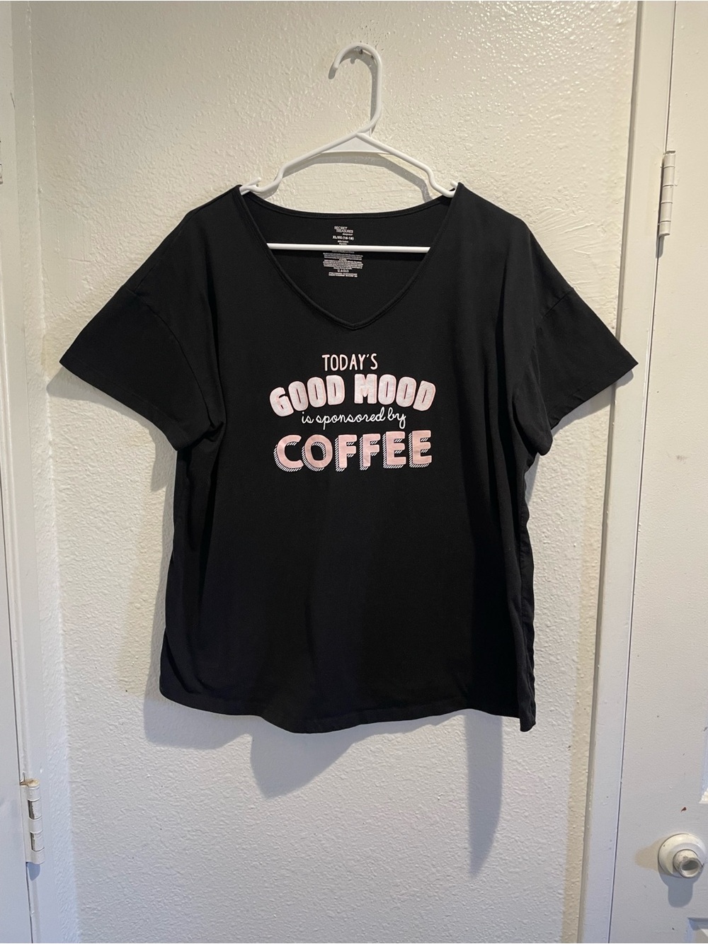☕️💕 Cute "GOOD MOOD & COFFEE" Pajama Top XL 16-18 Secret Treasures Sleep Shirt